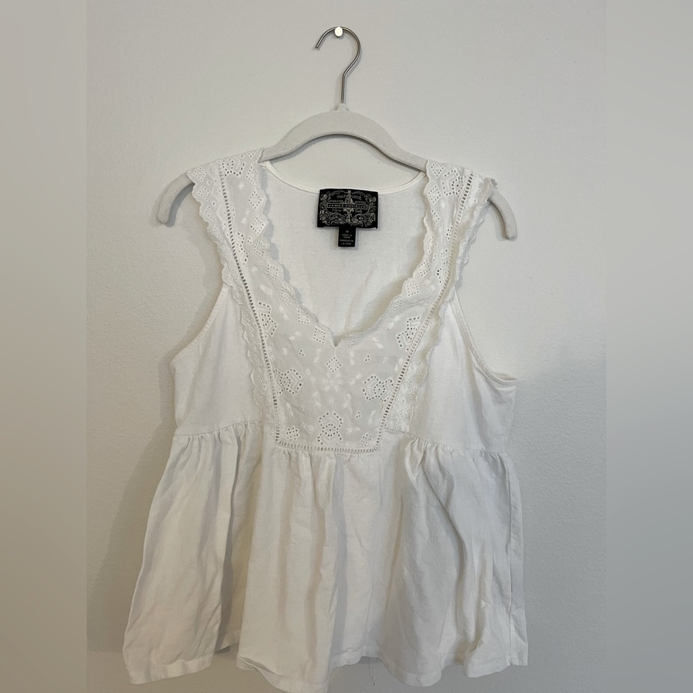 Anthropologie White Eyelet Lace Women's Top
